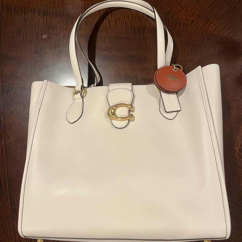 COACH Theo Tote Soft Calf Leather Tabby Chalk with Brass Hardware